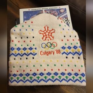 Size 7 3/8-Vintage 1988 Calgary Olympic Beanie